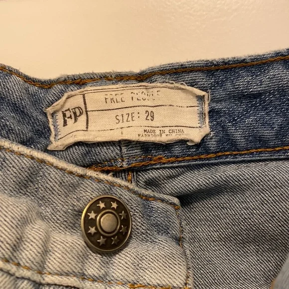 Free People Two-Tone Patchwork Light Blue Jeans - Picture 2 of 3